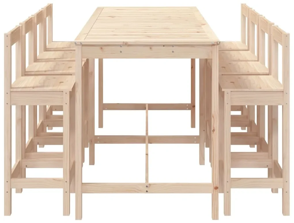 Set bar da giardino 9 pz in legno massello di pino