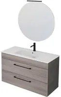 Mobile Bagno Sospeso 100 cm Lavabo e Specchio Bonussi Tucano Olmo e Lava