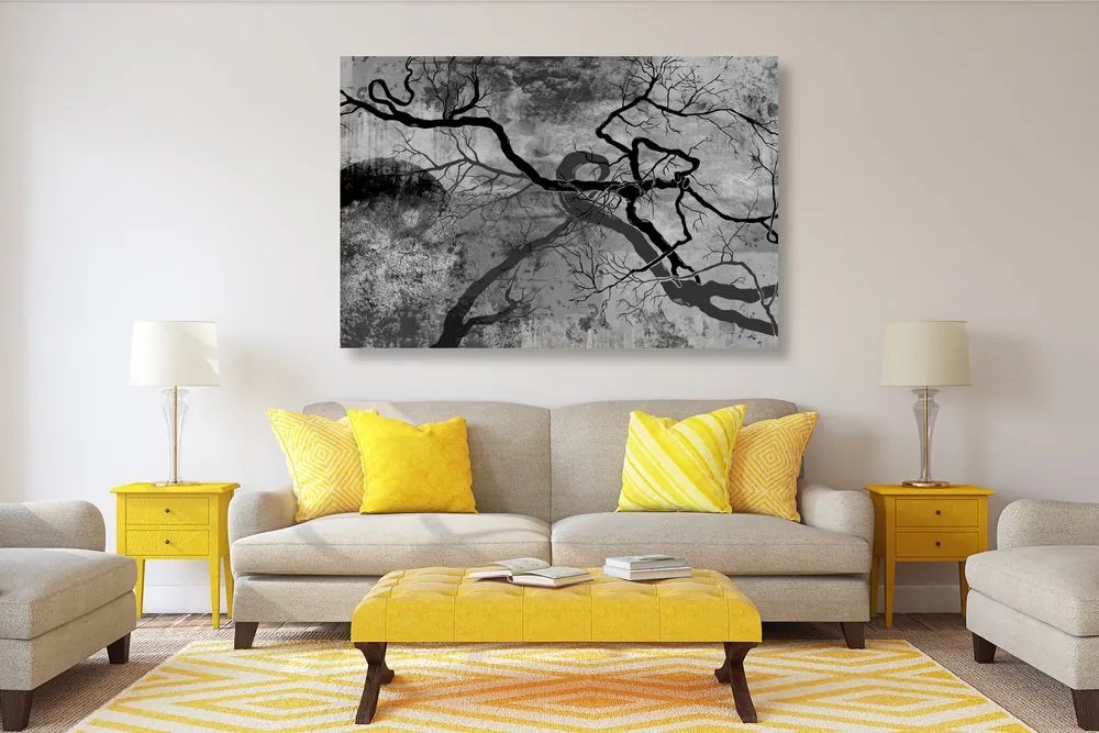 Stampa su tela – Alberi surrealisti in bianco e nero