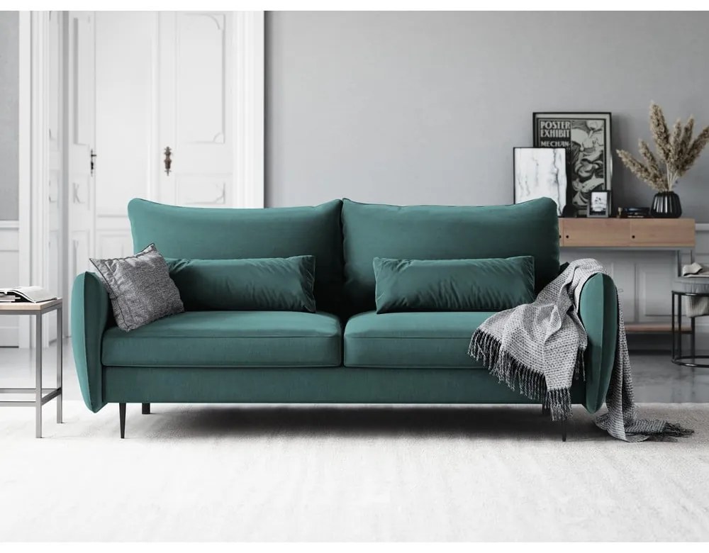 Divano letto verde petrolio con contenitore Vermont - Cosmopolitan Design