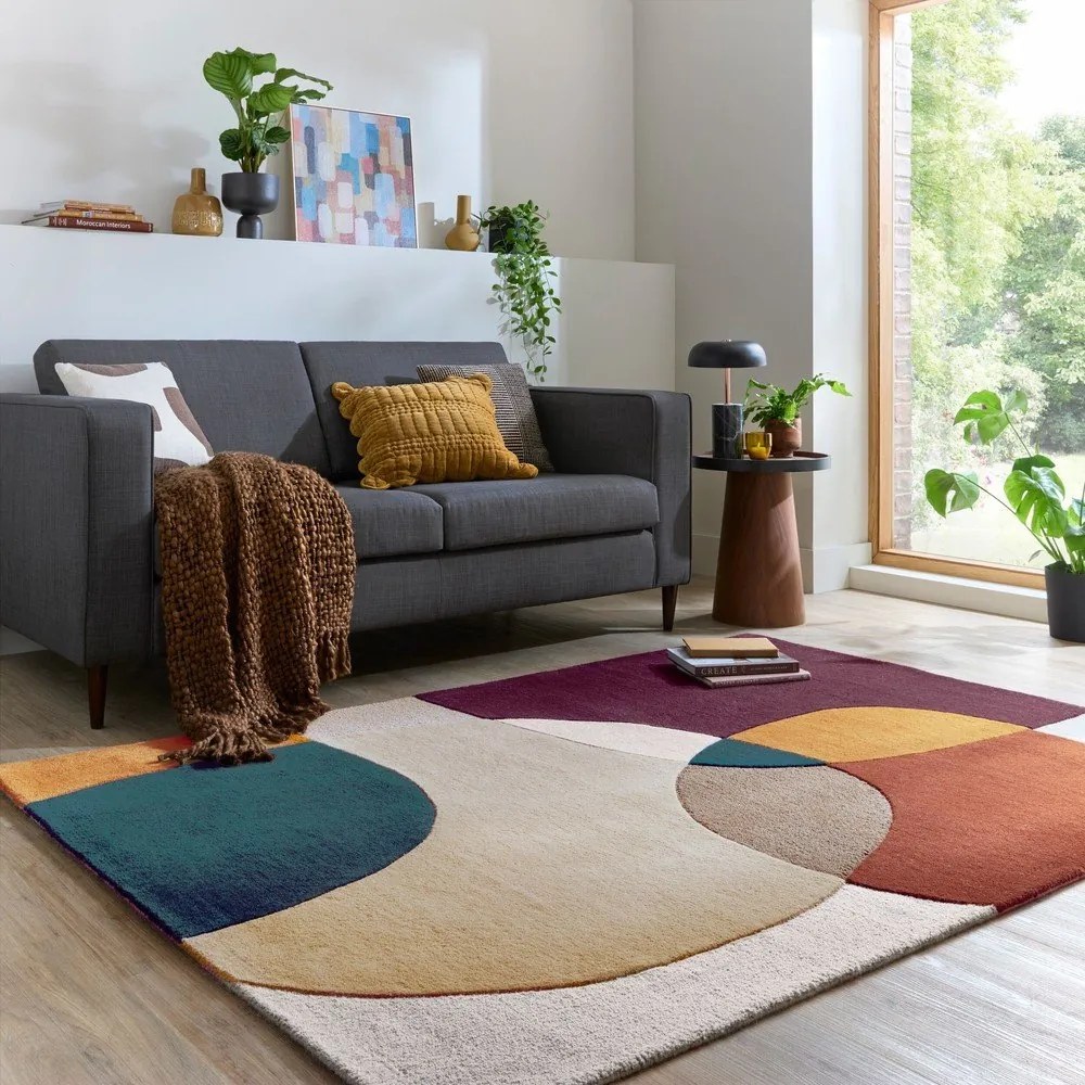 Tappeto viola in lana tessuto a mano 160x230 cm Glow Purple Multi – Flair Rugs