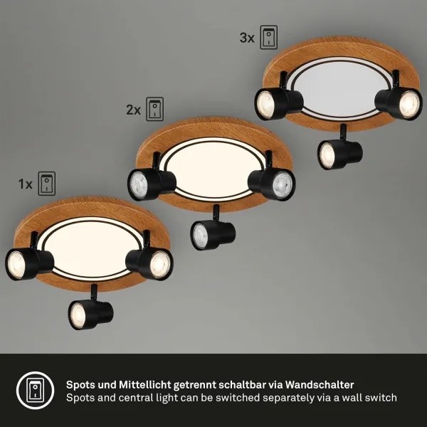 Brilo - Lampada LED da soffitto 12W/230V + 3xGU10 9W 3000K