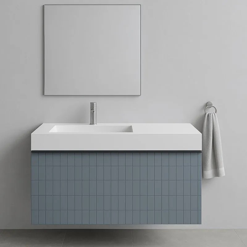 Mobile bagno sospeso con lavabo L 100 x H 40 cm indaco, 1 anta 1 cassetto per vasca a sinistra Pixel