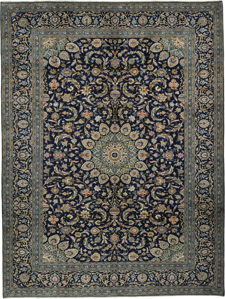 Kashan Tappeto persiano 300 x 400 Blu (Iran) Annodato A Mano
