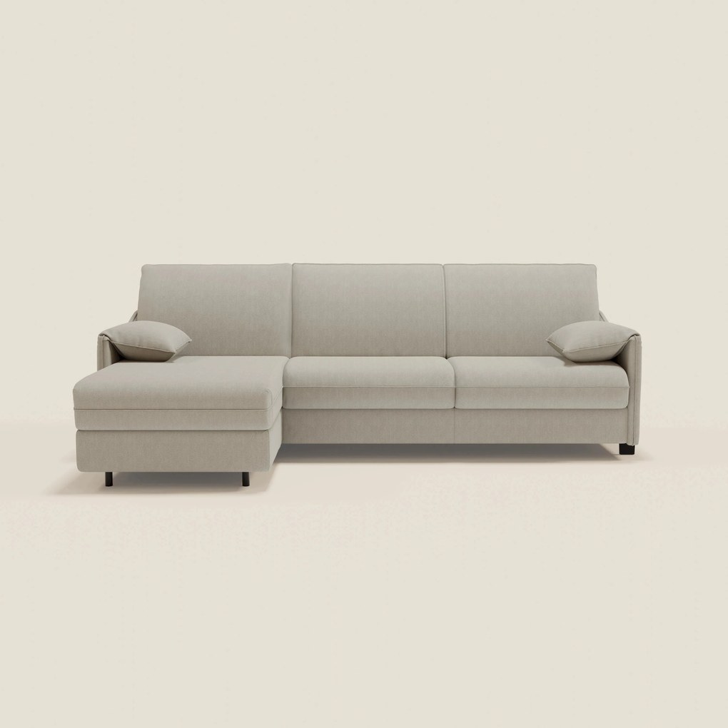 Primula divano letto angolare con materasso H18 cm - penisola contenitore in tessuto smacchiabile T05