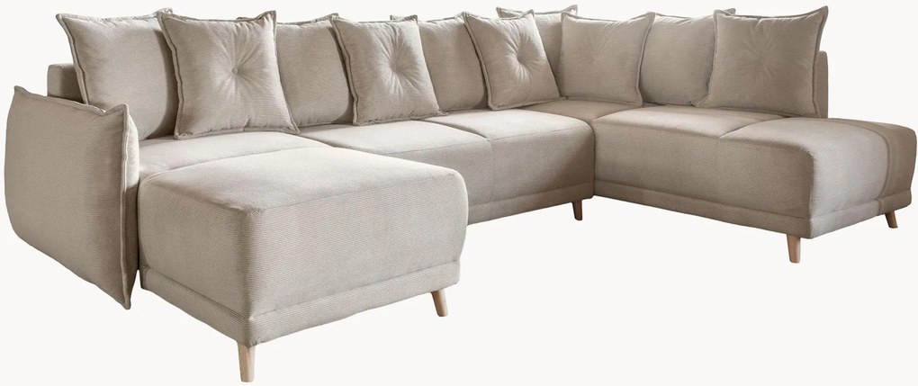 Divano angolare panoramico 8 posti in velluto a coste con contenitore Lazy Lukka