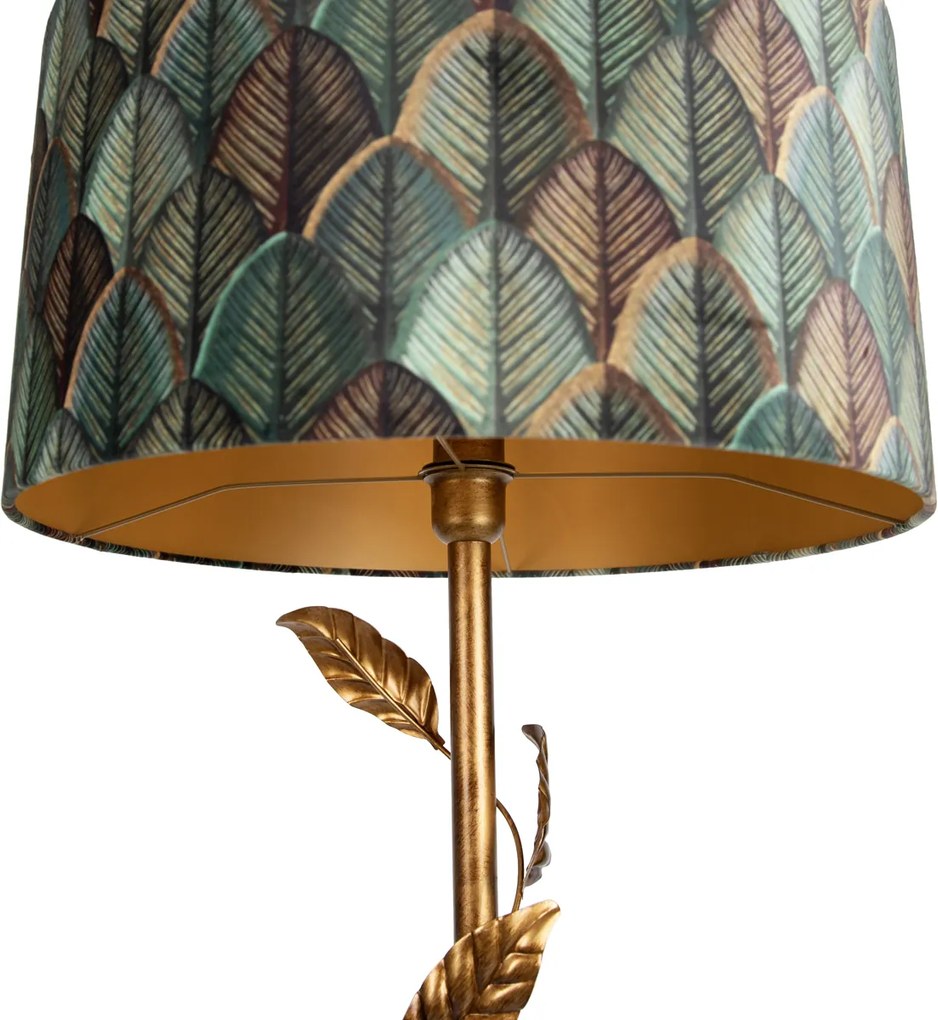 Lampada da terra oro con paralume a forma di foglia e interno dorato 50cm - Linden