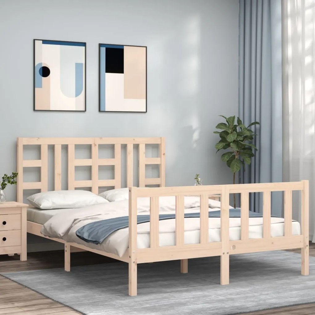 Letto Senza Materasso 140x190 Cm İn Legno Massello Di Pino /