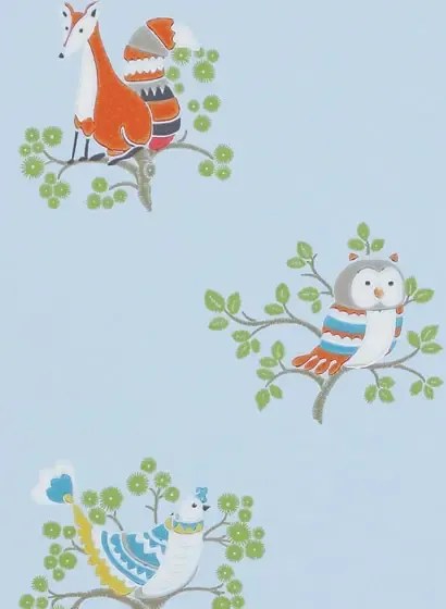 Jane Churchill Carta da parati Up A Tree - Blue