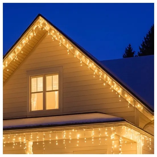 Brilagi - Catena luminosa LED per esterni, 360 LED / 8 modalità, 14 m, IP44, bianco caldo, effetto ghiaccioli