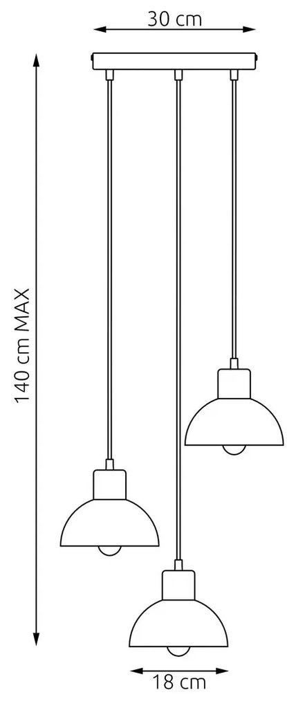 Lampada a sospensione SECO 3 PREMIUM in acciaio e legno 3xE27