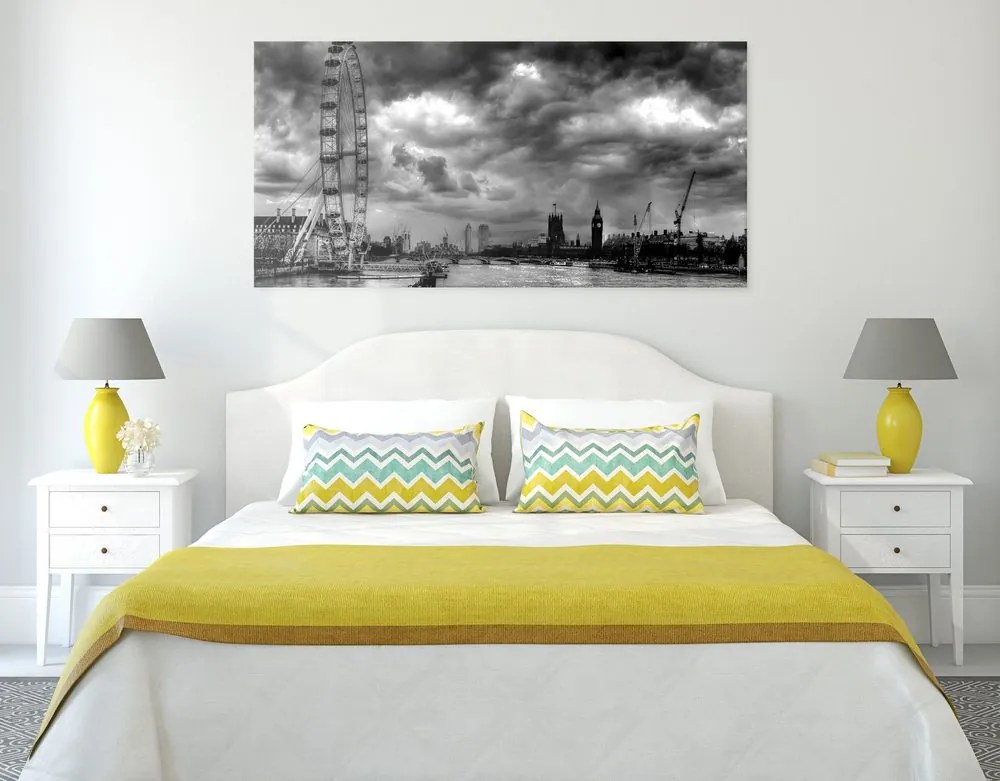 Quadro su tela – Unico Londra e fiume Tamigi in bianco e nero