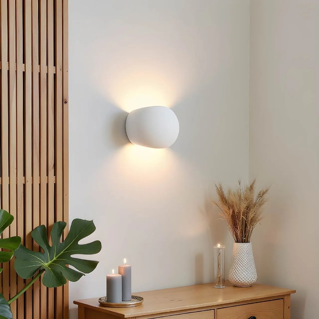 Applique da Parete in Gesso-Ceramico GLOBE E27 Pitturabile da interno