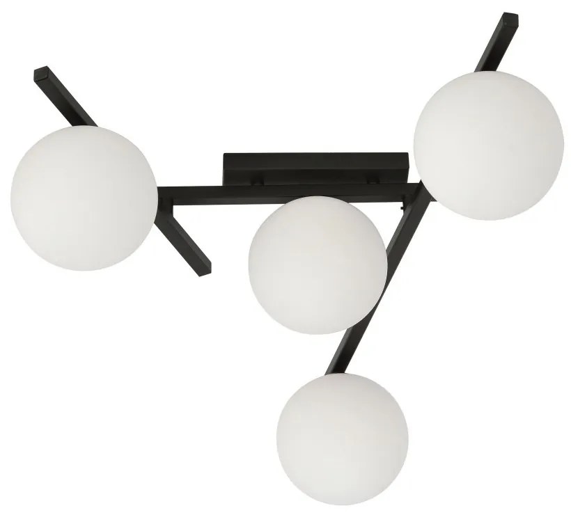 Lampadario da Soffitto in Acciaio e Vetro SMART 4 Nero 4xE14 Colore delle Sfere Bianco