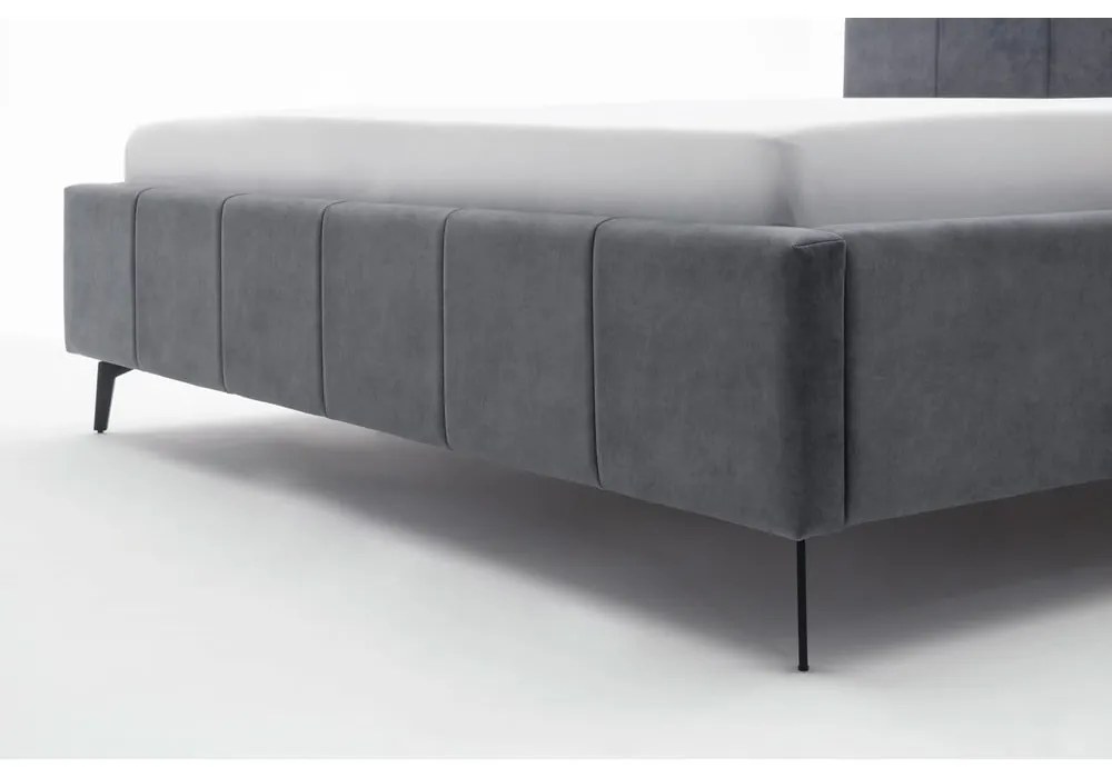 Letto matrimoniale imbottito color antracite con contenitore con rete inclusa 160x200 cm Lizzano – Meise Möbel