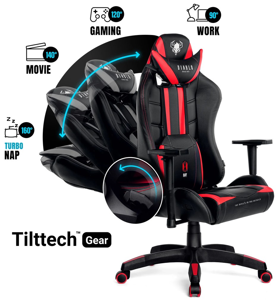 Sedia da gaming Diablo X-Ray King Size: nero-rosso
