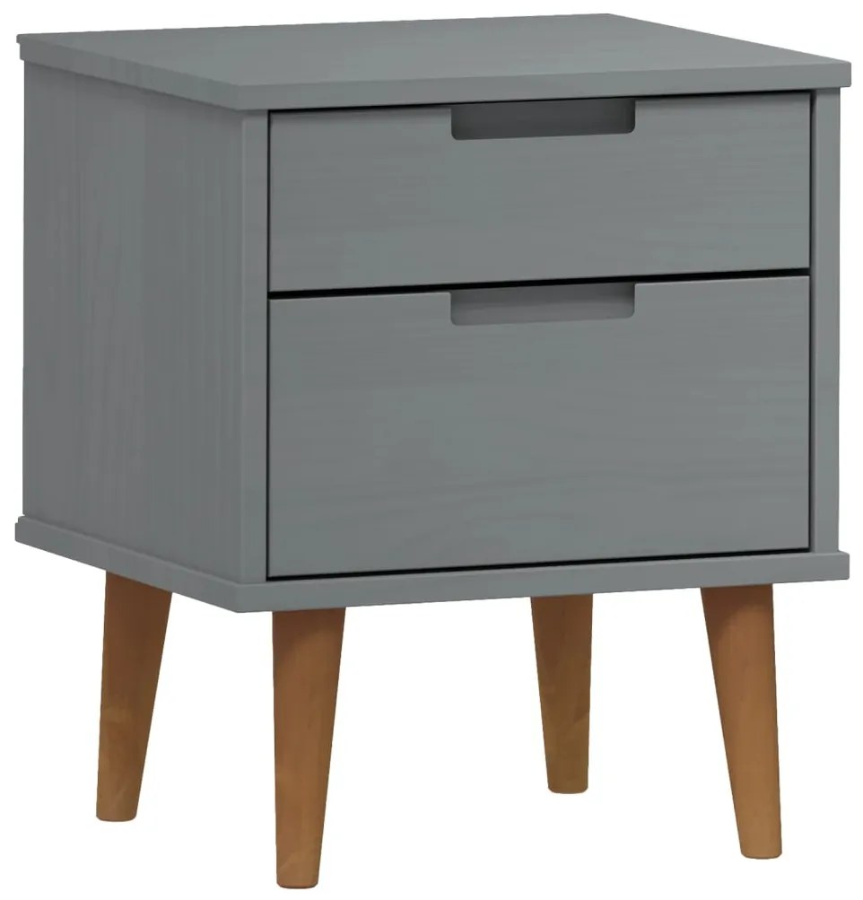 Comodino MOLDE Grigio 40x35x48 cm in Legno Massello di Pino