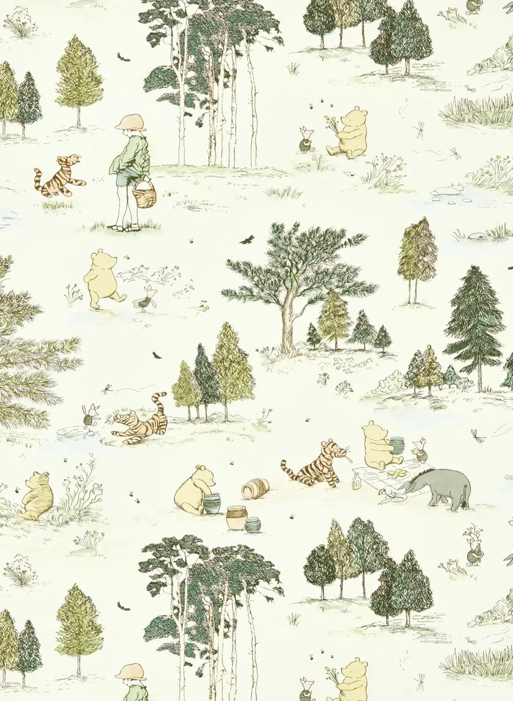 Sanderson Tapete Winnie the Pooh - Macaron Green