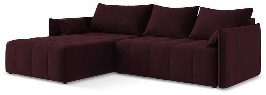 Divano angolare burgundy allungabile/con contenitore (con penisola a sinistra/con chaise lounge) Moku – Makamii