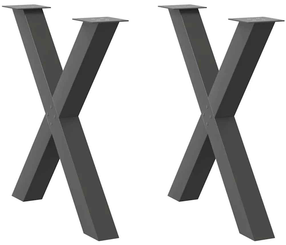 Gambe Tavolo Pranzo A X 2 Pz Antracite 70x(72-73) Cm Acciaio /