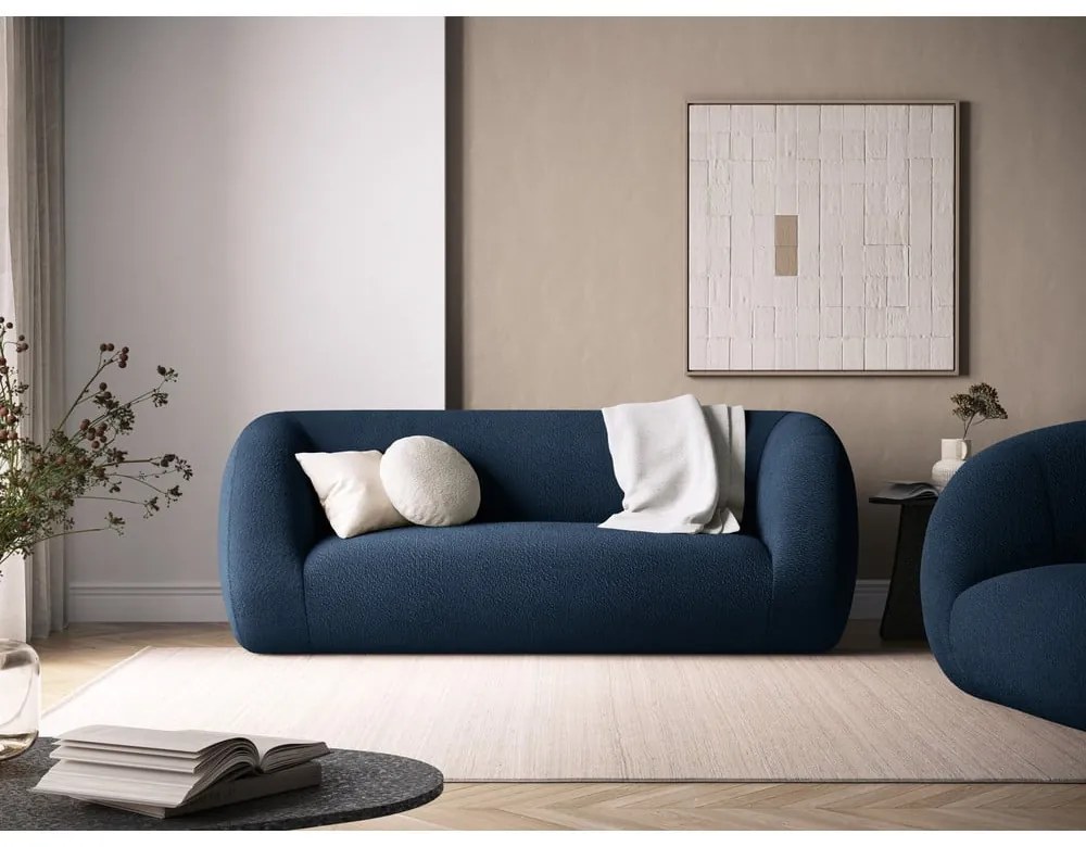 Divano in tessuto bouclé blu 210 cm Essen - Cosmopolitan Design