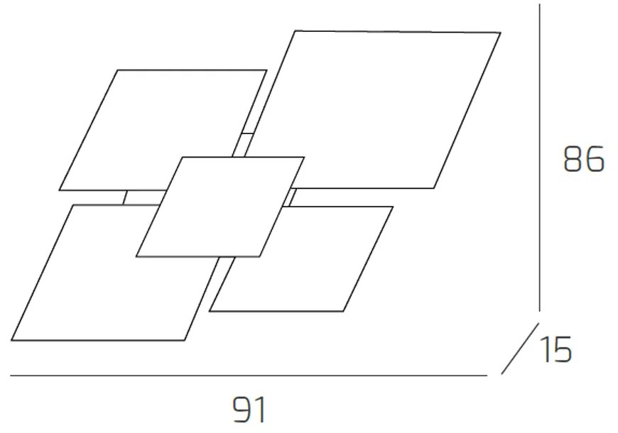 Plafoniera Contemporanea Upgrade Metallo Foglia Argento E Vetro 4 Luci E27 91Cm