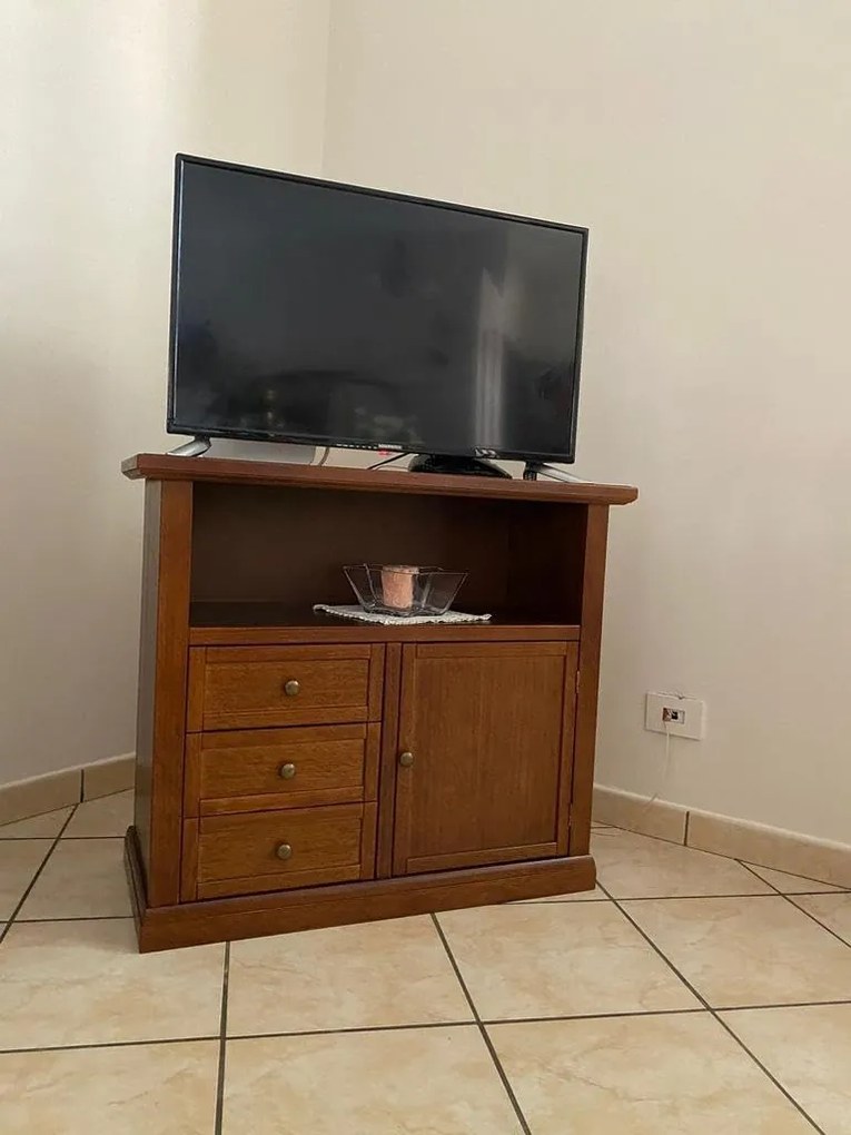 Mobile porta TV arte povera in legno con cassetti noce lucido 84x40x80 cm