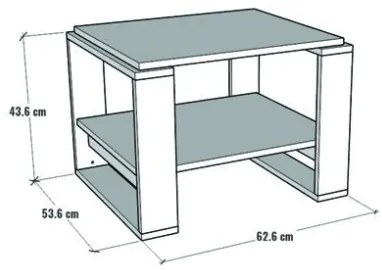 Tavolino Basso Da Salotto Stile Moderno 63x54x45 Axel Bianco E Antracite