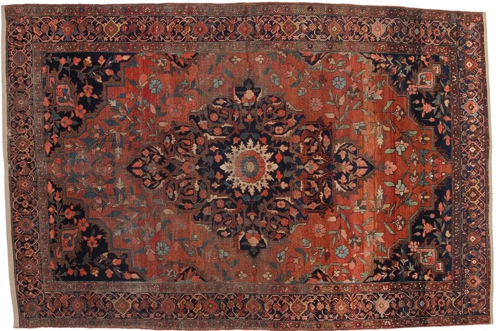 Farahan Tappeto 140x210 Blu (Iran) Annodato A Mano