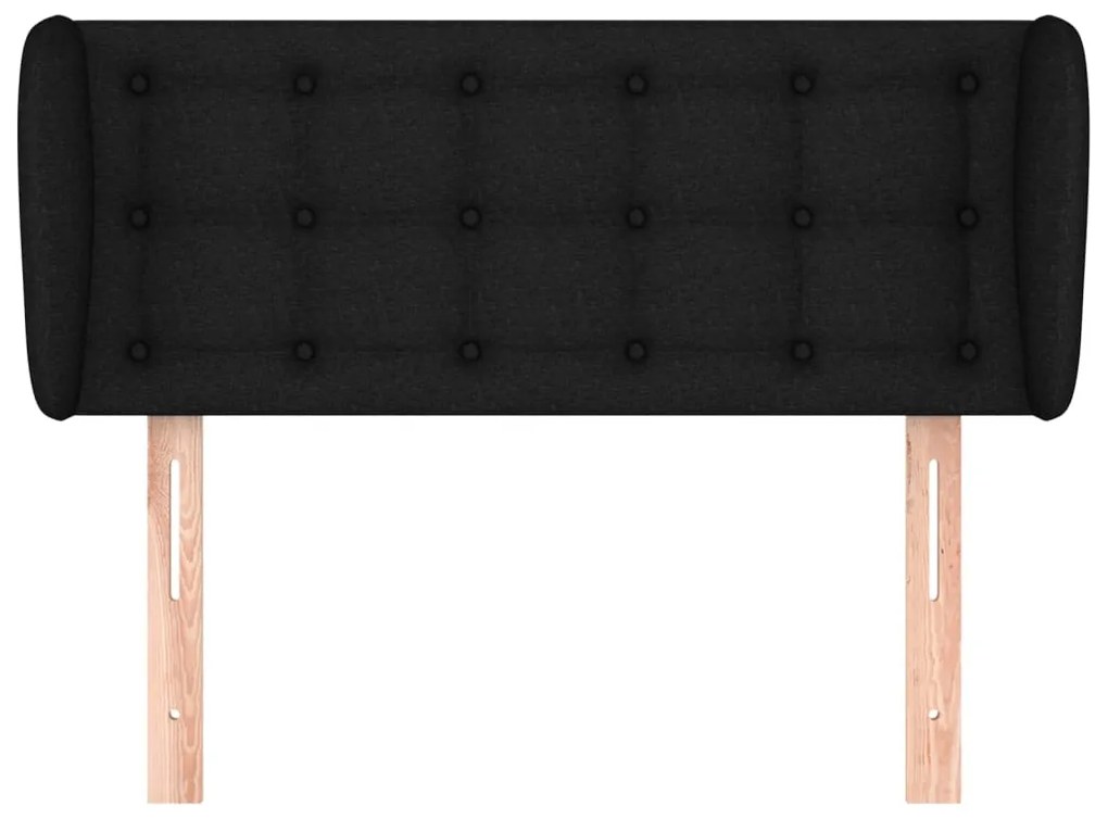 Testiera ad orecchio nera 83 x 23 x 78/88 cm in tessuto