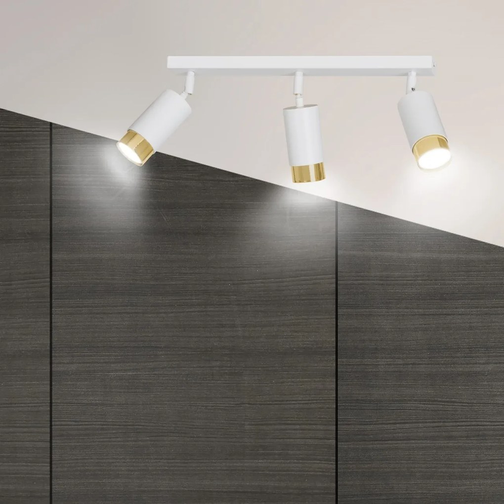 Lampadario da Soffitto in Acciaio HIRO 3 Nero Oro 3xGU10