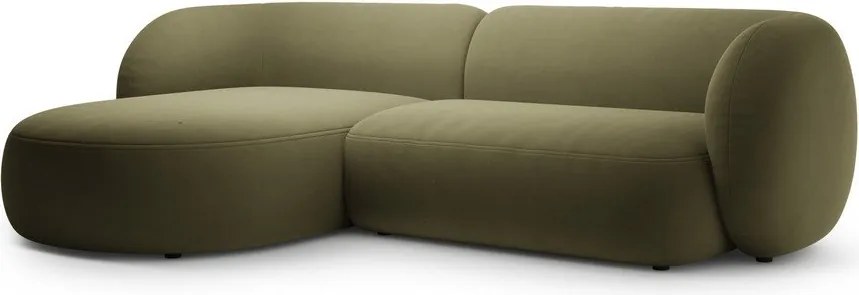Divano angolare verde (con penisola a sinistra/con chaise lounge) con rivestimento in velluto Kate – Micadoni