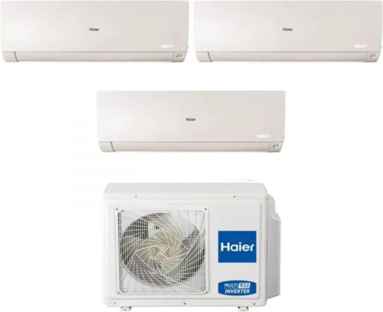 Climatizzatore Condizionatore Haier Trial Split Inverter serie flexis plus white 7+7+9 con 3U70S2SR3FA R-32 Wi-Fi Integrato Colore Bianco