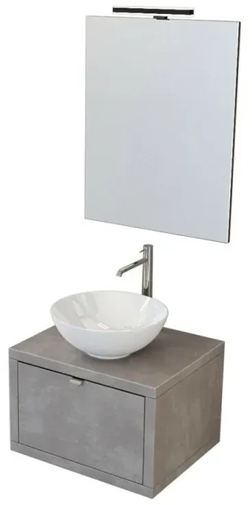 Mobile bagno sospeso 60 cm grigio cemento Master lavabo 40 e specchio