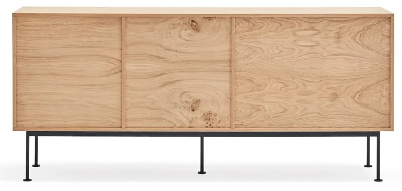 Cassettiera grigio antracite con impiallacciatura in rovere , larghezza 180 cm Yoko - Teulat