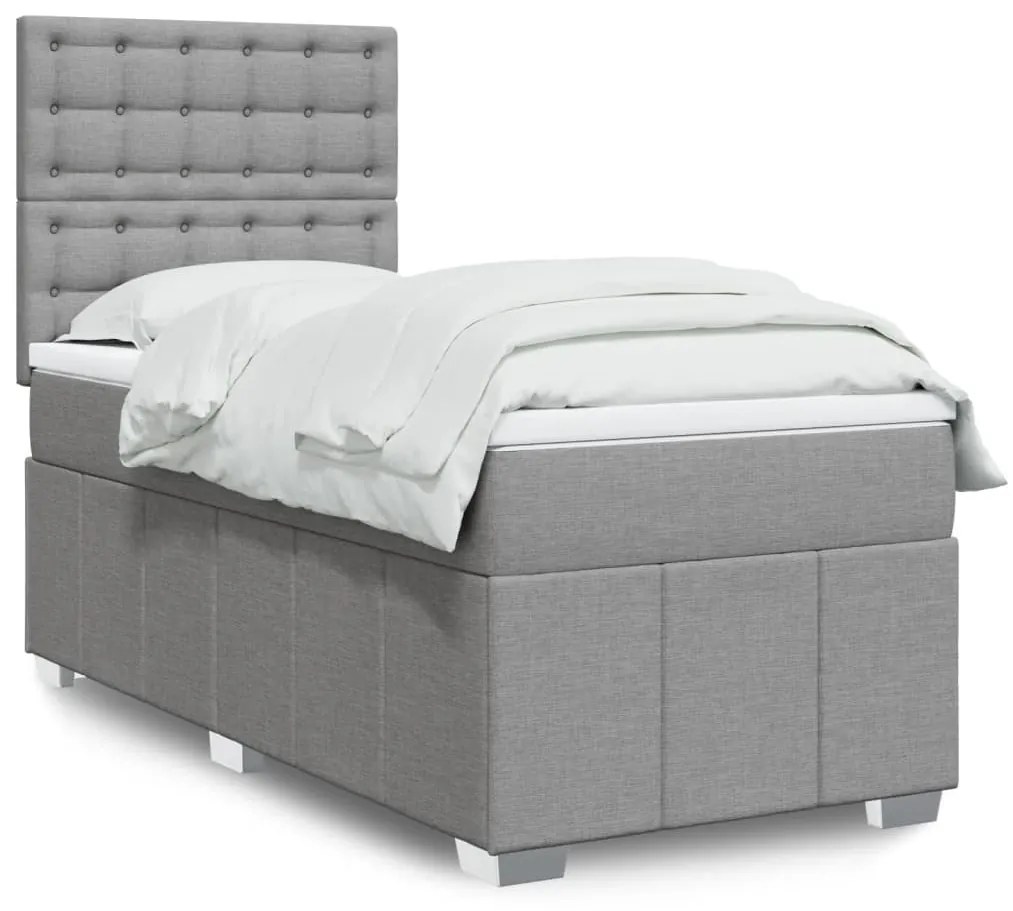 Giroletto A Molle Con Materasso Grigio Chiaro 80x200 Cm Tessuto /