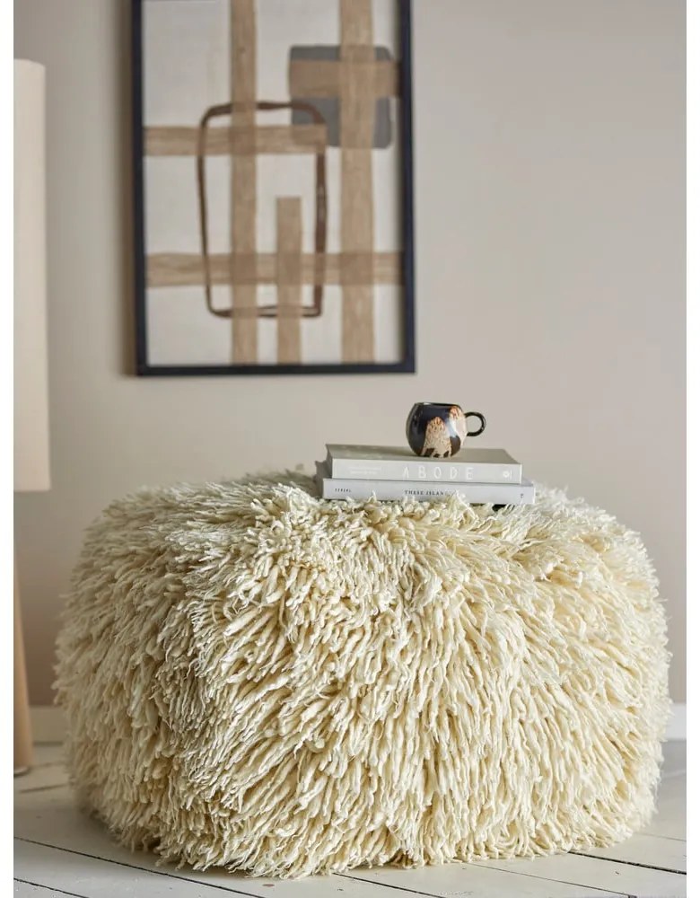 Poggiapiedi color crema in lana Lomba - Bloomingville