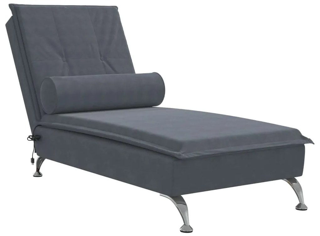 Chaise longue massaggi con capezzale grigio scuro in velluto