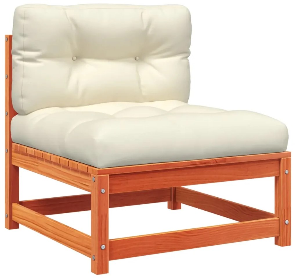 Set divani giardino 6pz con cuscini marrone cera massello pino