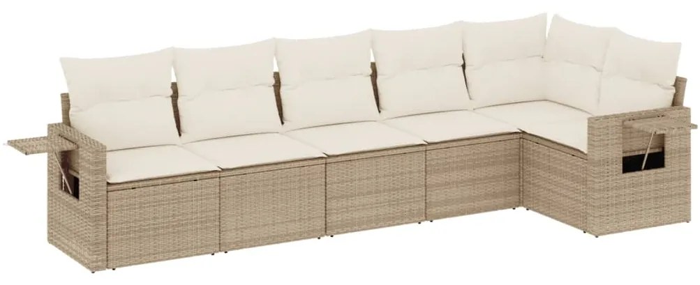 Set divano da giardino 6 pz con cuscini beige in polyrattan