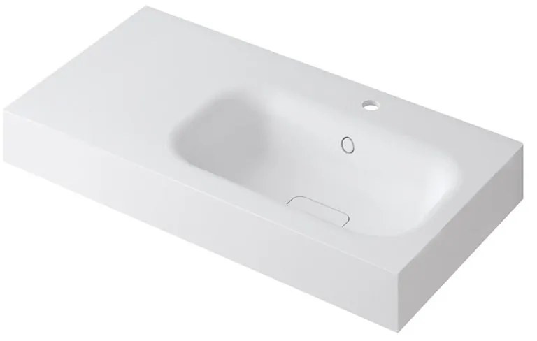 Lavabo a incasso rettangolare vasca a destra L 90.5 x H 15 x P 46 cm in resina bianco opaco
