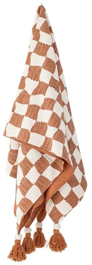 Coperta marrone e beige in cotone 130x150 cm Chola – Bloomingville
