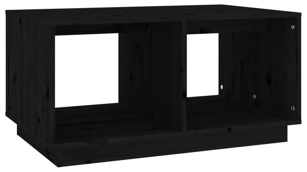 Tavolino da salotto nero 80x50x40 cm legno massello di pino