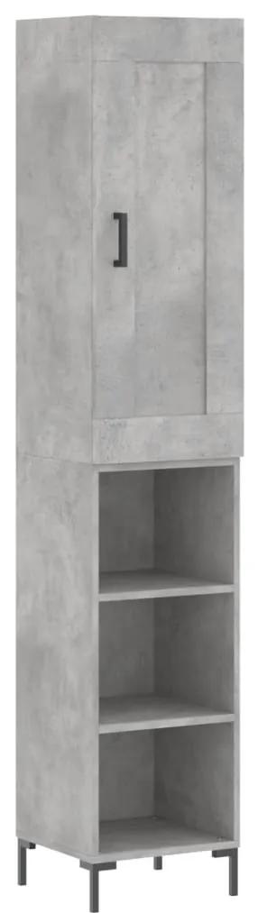 Credenza grigio cemento 34,5x34x180 cm in legno multistrato