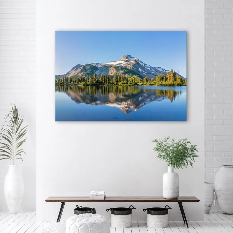 Quadro su tela, Paesaggio del lago di foresta  Dimensioni 100x70