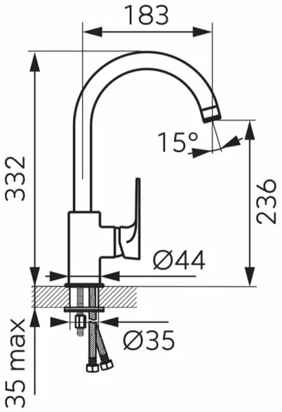FERRO - Miscelatore per lavello ALGEO SQUARE cromo lucido