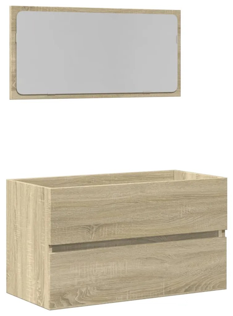 Mobile da bagno con specchio rovere sonoma 80x38,5x45 cm