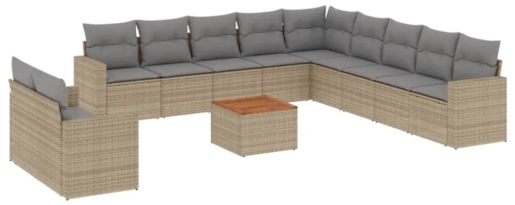 Set divani da giardino 12 pz con cuscini beige in polyrattan