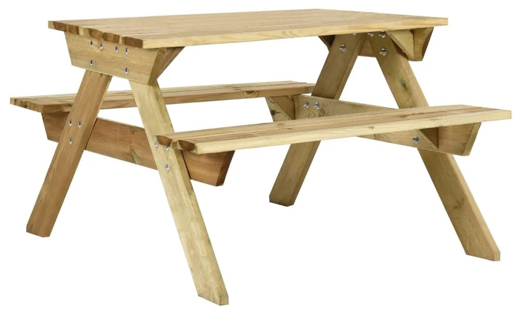Tavolo Da Picnic Con Panche 110x123x73 Cm İn Pino Impregnato /