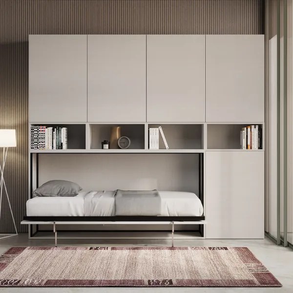 Letto NABOR singolo a scomparsa Bianco Frassino Composizione C